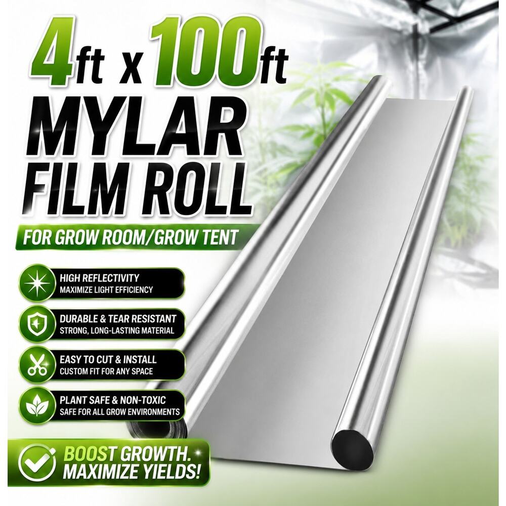 VIVOSUN 4x100ft 2 mil Mylar Film Roll, Highly Reflective